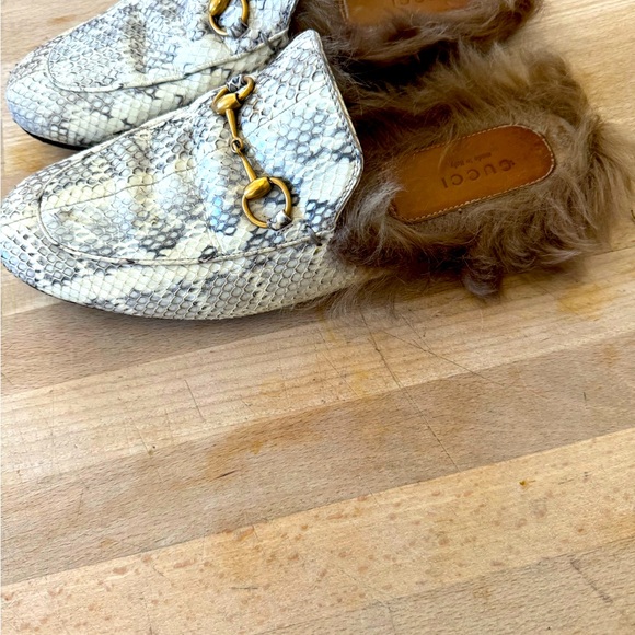 Gucci snakeskin slides with fur trim size 39 women’s - Picture 5 of 5